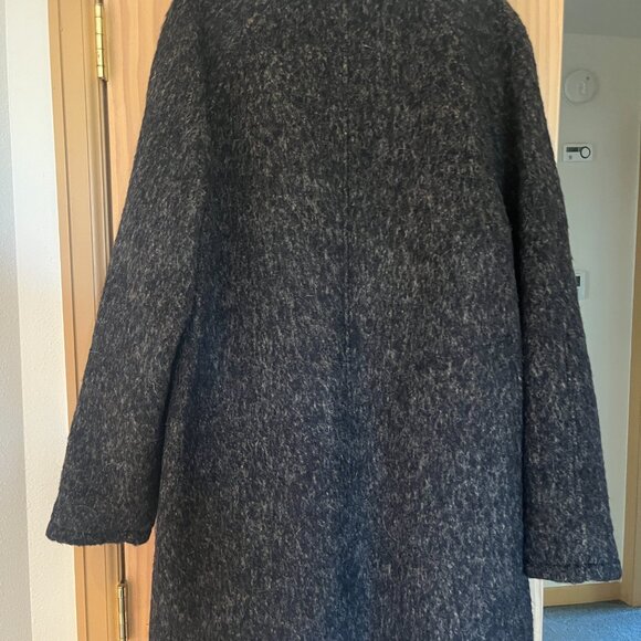 Men's Black Wool Blend Coat - Picture 3 of 7